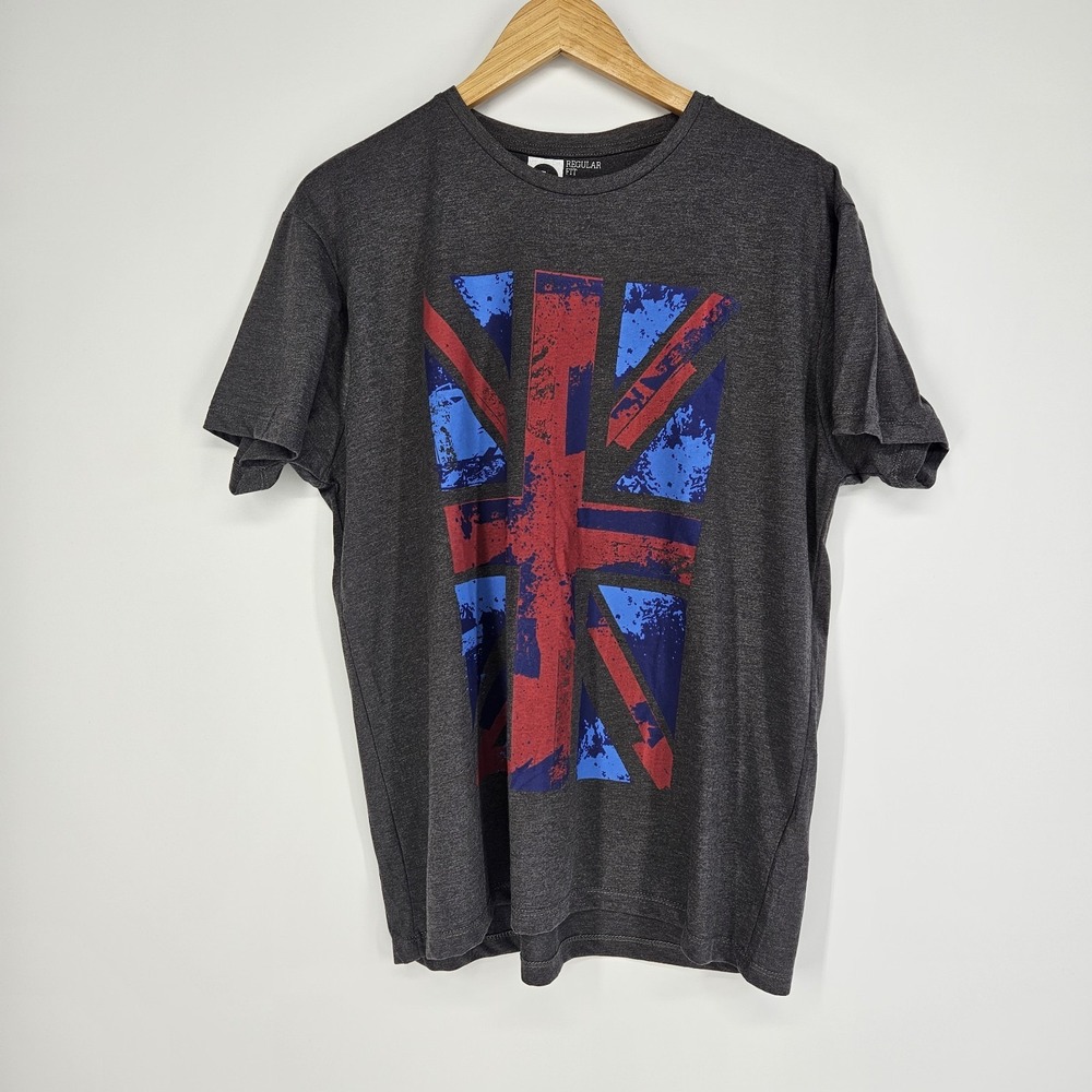 Cedar Wood State Mens Large Primark London Gray‎ T-Shirt Tee Jack Flag